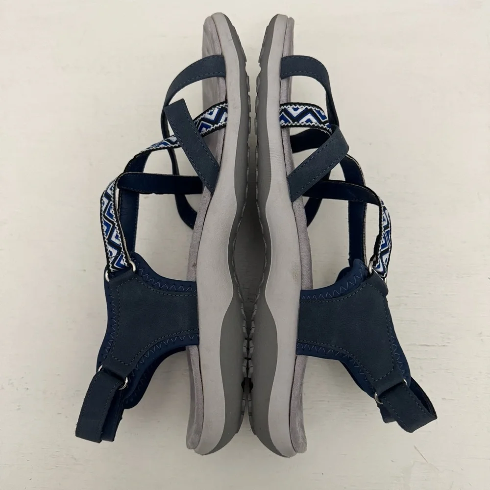 Siketu Embroidered Outdoor Comfort Sandals Navy Blue Size 42